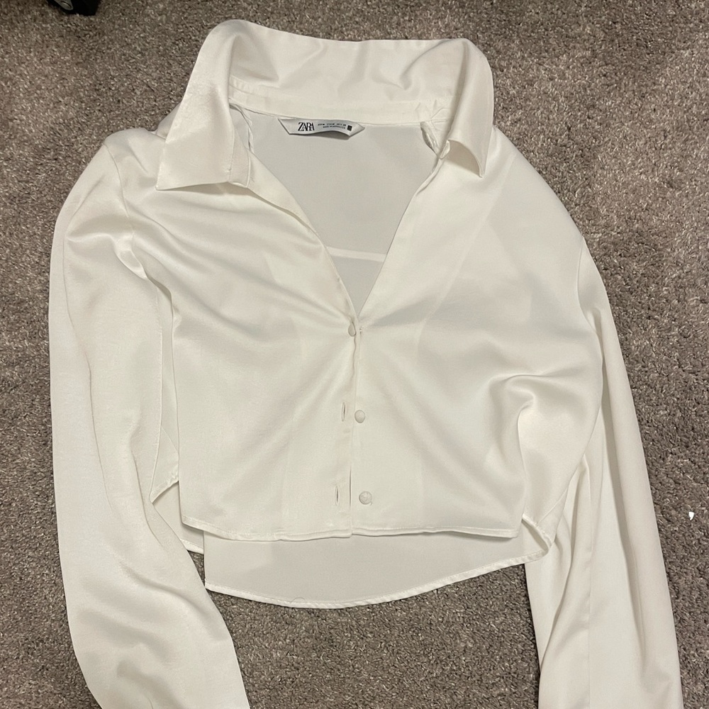 Cropped Collared Button Down - image 1